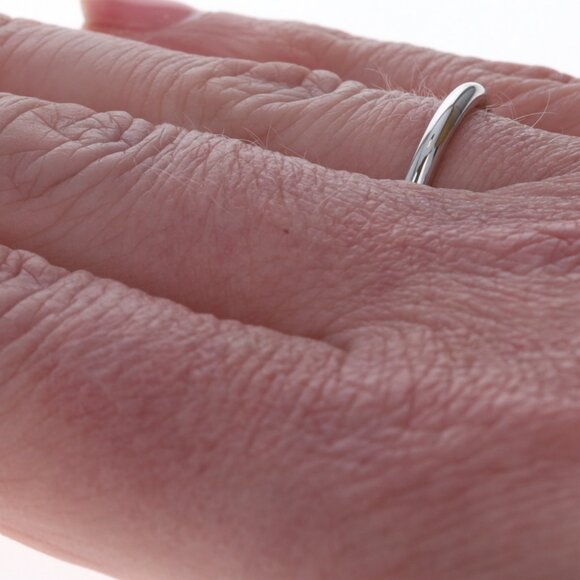 White Gold Wedding Band - 14k Stack Ring - Picture 4 of 6